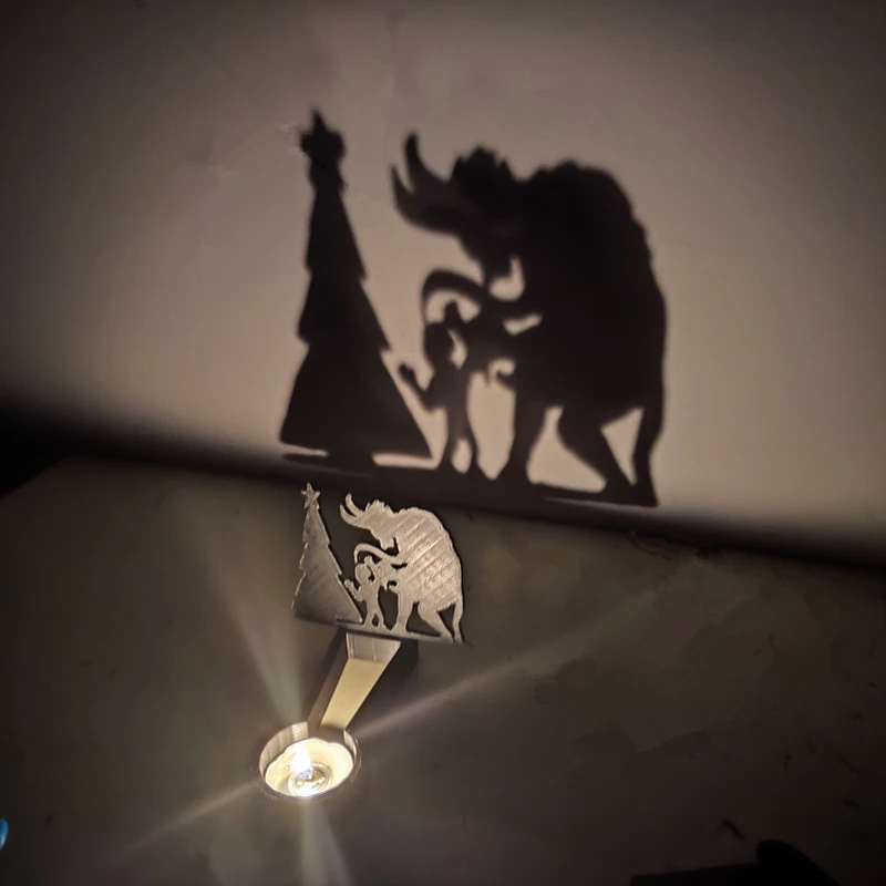 Christmas Krampus Scene Shadow Caster Novelty terror Candle Holder Shadow Projectors  Indoor Halloween Decoration