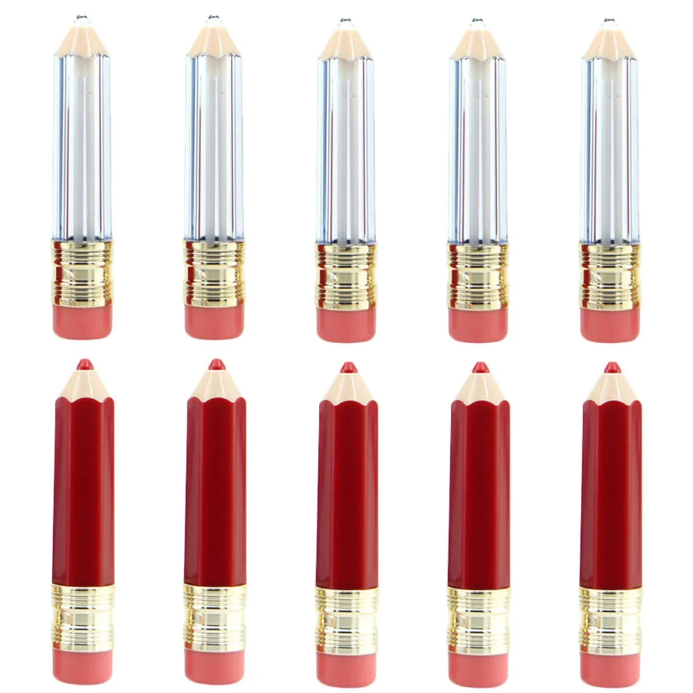 

10pcs Empty Pencil Lipstick Tubes Plastic Gloss Containers Refillable Balm Bottles Travel Size Portable Leak Proof DIY