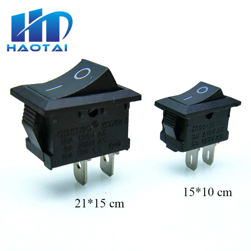 10 pcs/lot KCD1 2 Pin 250V 3A Boat Switch 21*15 15*10 Snap-in SPST ON OFF Rocker Position Switch