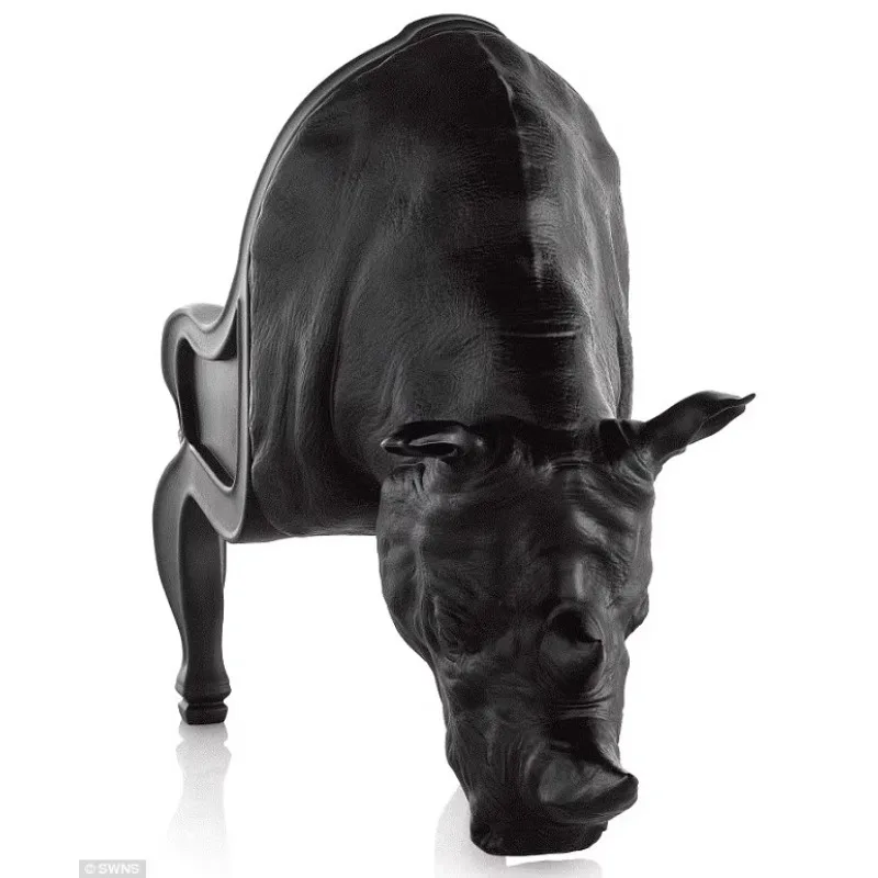 Design Animal Rhino Head Sculpture Model - Domineering Bull Seat for Room CBD Business Decorative Furniture