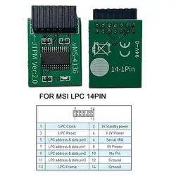 LPC MSI Interface TPM2.0 Security Module Supports Multi Brand Motherboards 12 14 18 20-1pin Pins