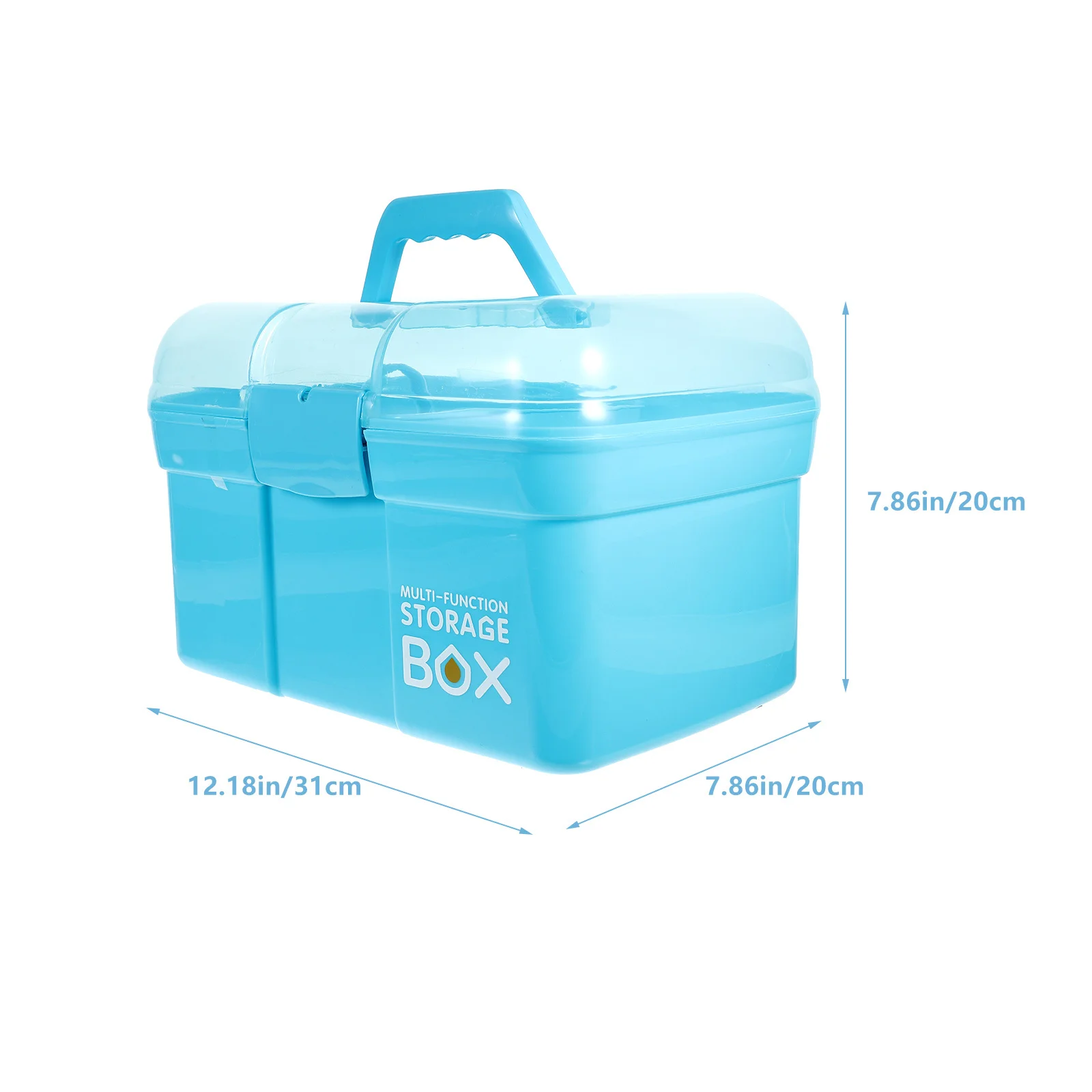 Portable Medicine Box 31X20X20Cm Blue Double Layer Large Capacity Plastic Medicine Storage Organizer For Home Travel First
