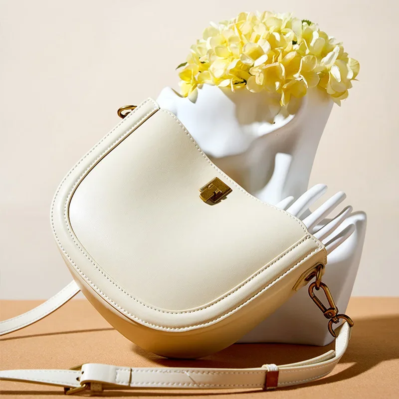 

OEMG New 2025 Women Messenger Bag 100% Genuine Leather Soft Girls Shell Travel Handbag Elegant Shoulder Purse Lady Phone Bags