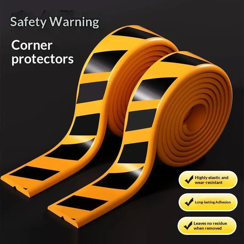 New 2M Garage Wall Guard Self-adhesive Anti-collision Car Door Corner Protection Sticker Thickened Black&Yellow Color