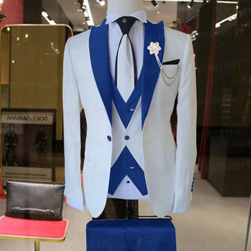 

CH599New foreign trade suit three-piece suit splicing dress men's performance suit best man suit groom wedding dress