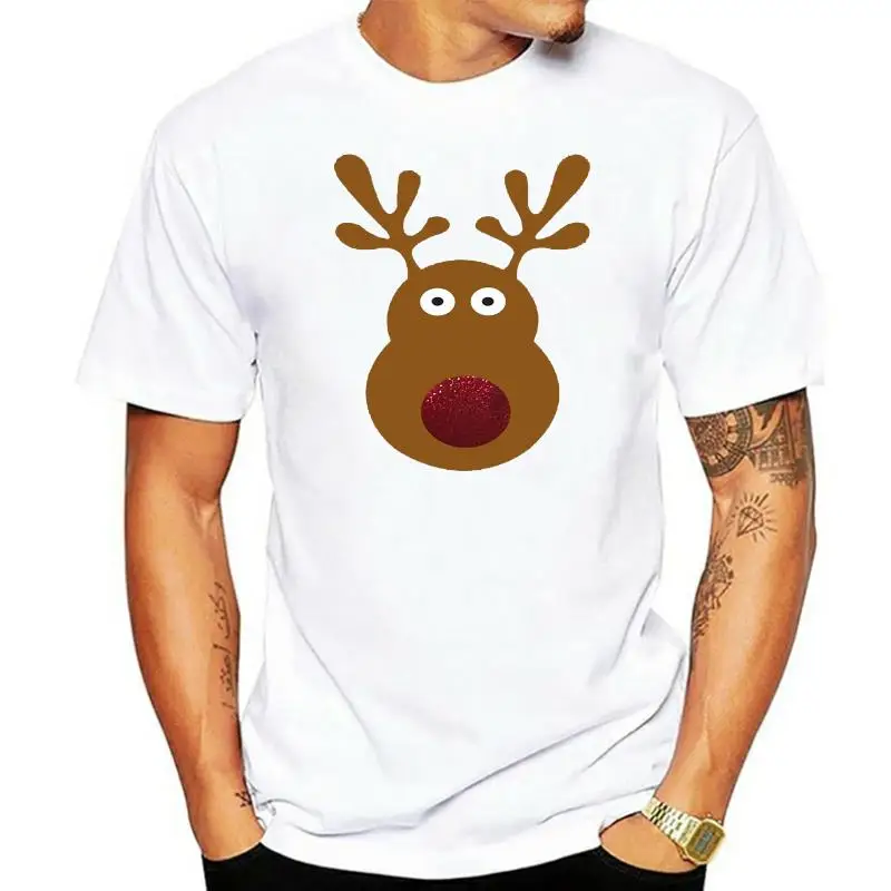 Rudolph Reindeer Face T-Shirt - Christmas Retro Rudolf Xmas Gift Kids Men Top Short Sleeve Cotton T Shirt Man Clothing