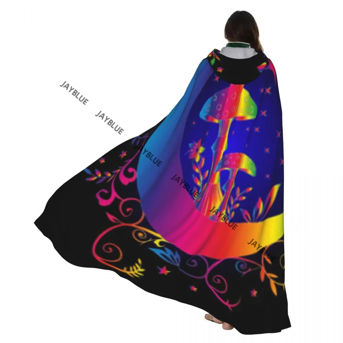 Унисекс для взрослых, небесный мистический костюм в стиле бохо с грибами, волшебный плащ с луной и звездами, длинный костюм ведьмы с капюшоном, косплей