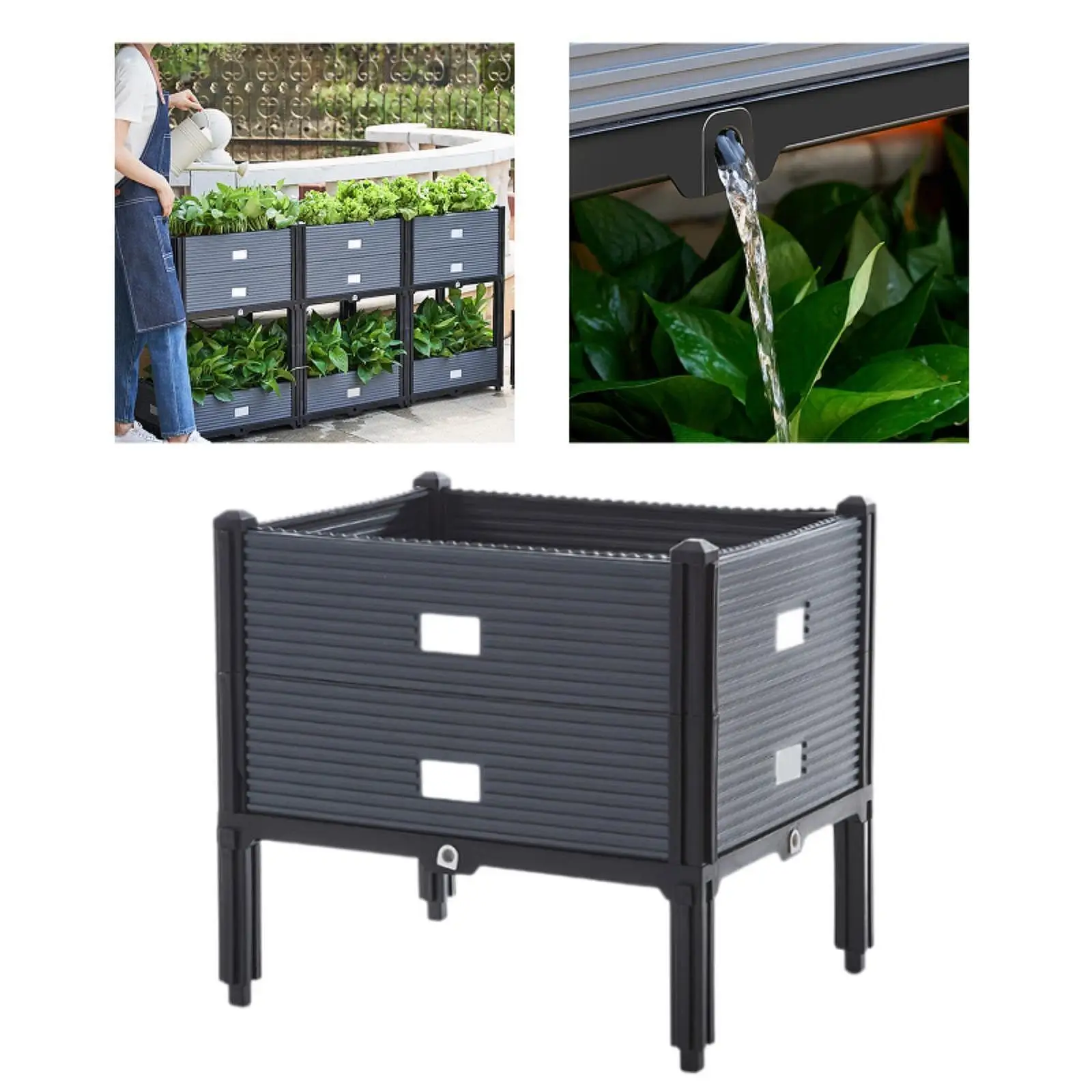 

Raised Garden Bed with Drainage Hole Farm Plant Box Stackable Planter Box