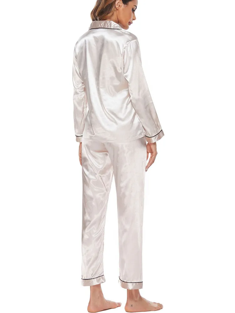 Sleepwear 2024 Women's Pajamas Sets Two-Piece Sexy Lingeries For Woman Nightwear Polyester Long Sleeve Casual Home Clothing