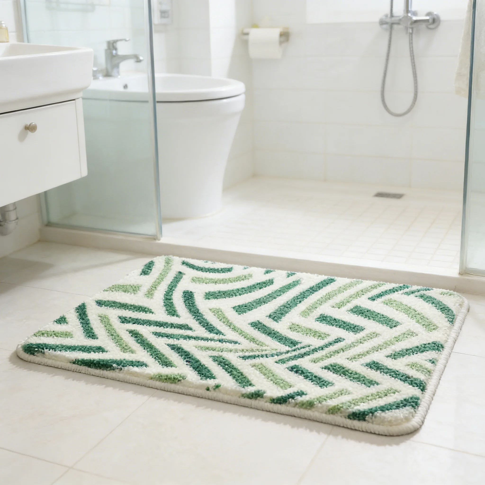 

Water Absorbent Woolen Bathroom Mat Anti-Slip Entrance Doormat Toilet Carpet Square Home Decor Rug Machine Washable Simple Style