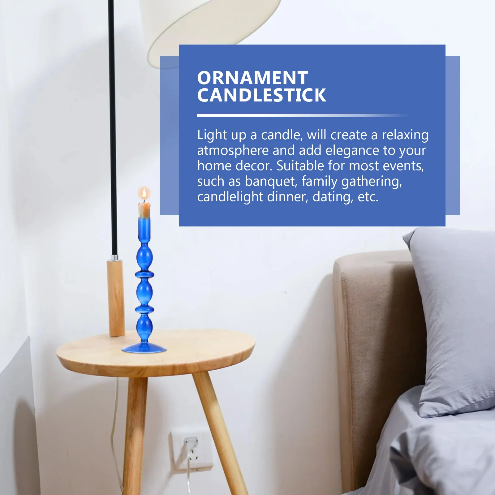 

1Pcs Retro Glass Holder Decor Romantic Candlelight Dinner Decorative Candlestick Ornament Holder