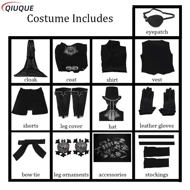 Black Butler Kuroshitsuji Ciel Phantomhive Cosplay Costume, Anime Outfits, 15e ouvrier