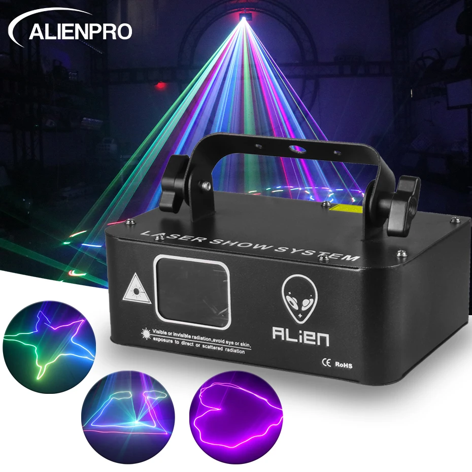 ALIEN 500mw RGB Laser Beam Line Scanner Projector DJ Disco Stage Lighting Effect Dance Party Wedding Holiday Bar Club DMX Lights