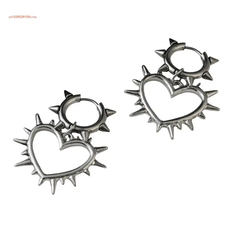 Versatile Thorns Heart Dangle Earrings for Confident Fashionable Look Alloy