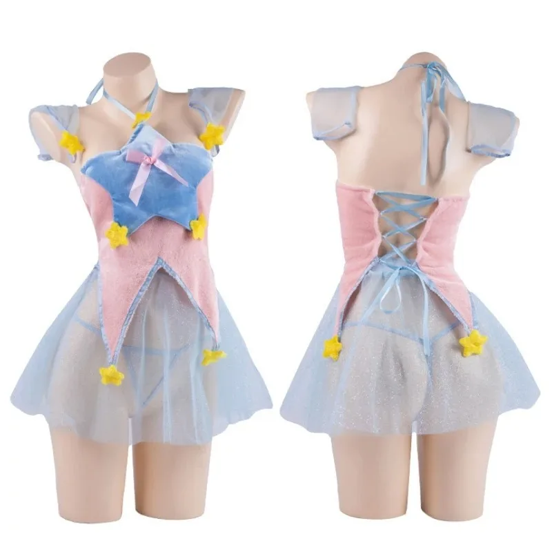 

Sweet Stars Cute Girls Princess Uniform Cosplay Costume Tulle See through Nightdress Maid Role Play Sexy Underwear Outfit