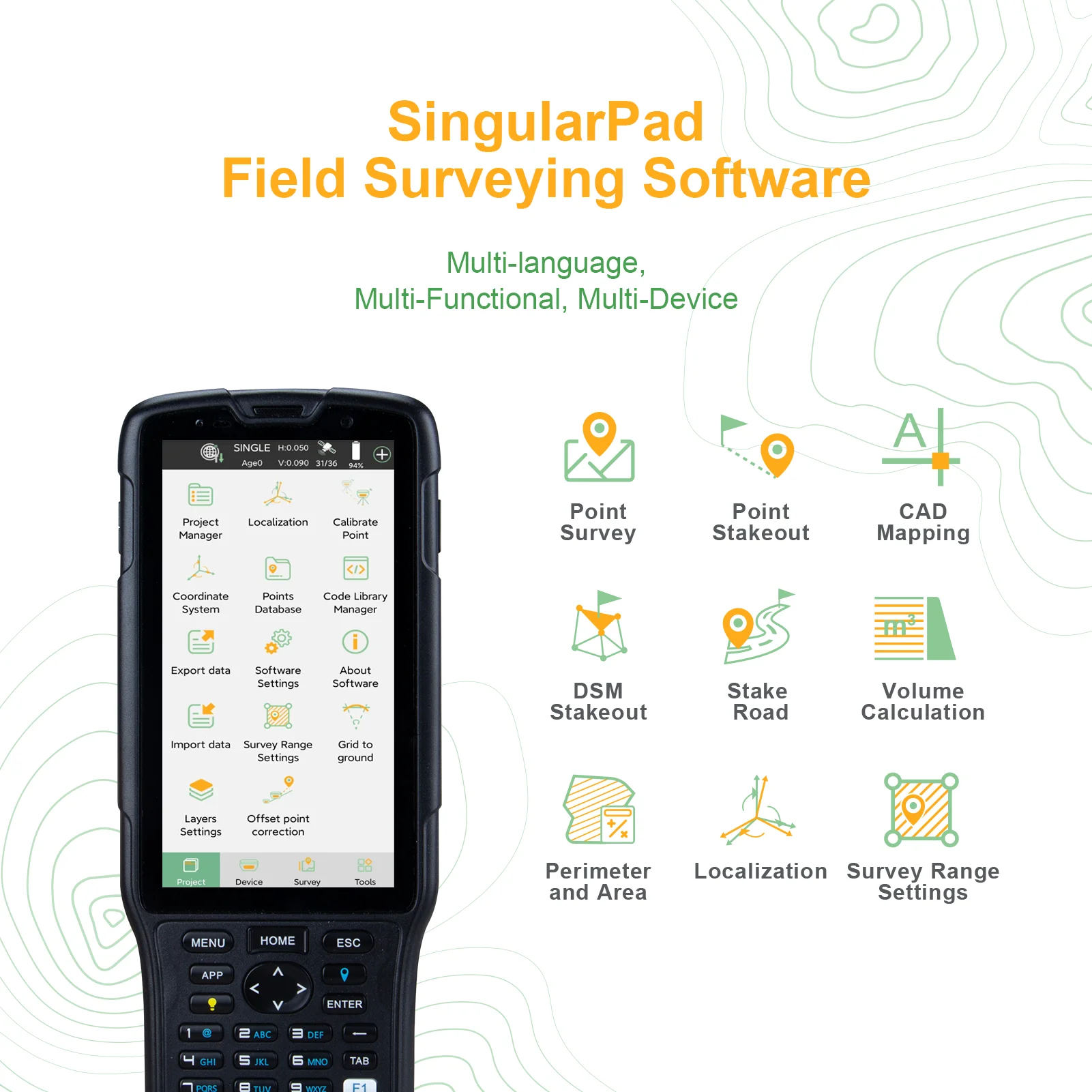 SingularXYZ SC100 Date Collector, Suitable for Terrain Measurement and Engineering Survey tasks.