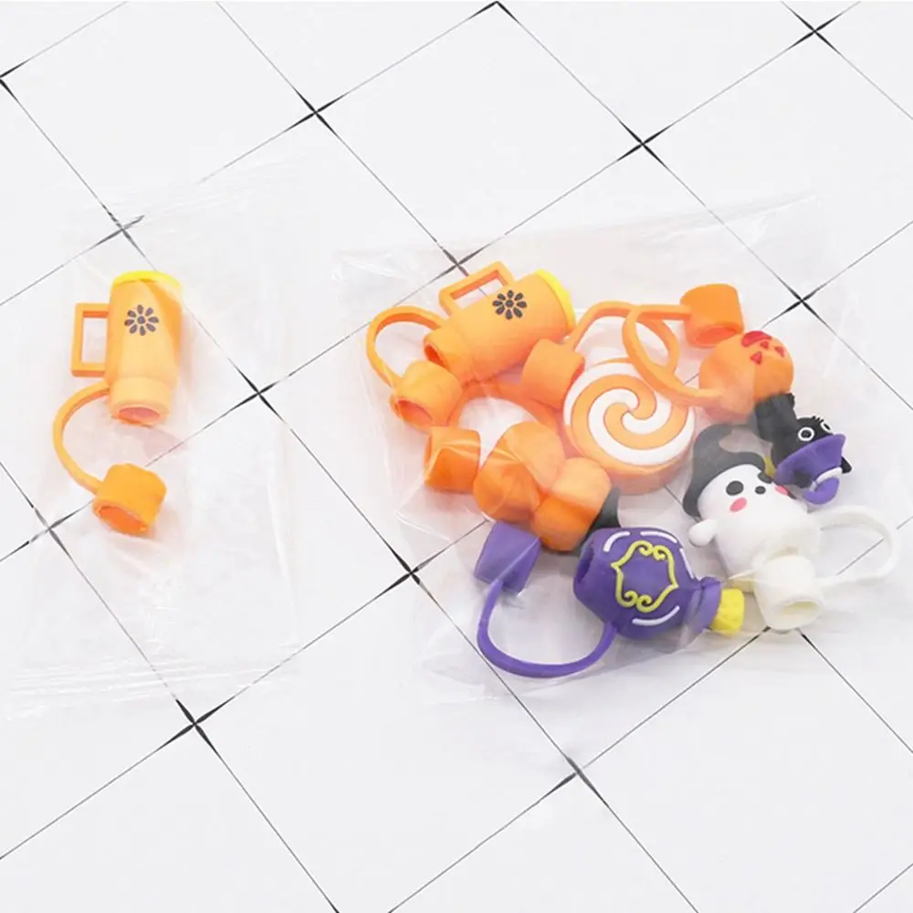 10mm Cute Halloween Straw Cap Silicone Reusable Straw Tips Cover Splash-proof Straws Accessories Straw Stoppers