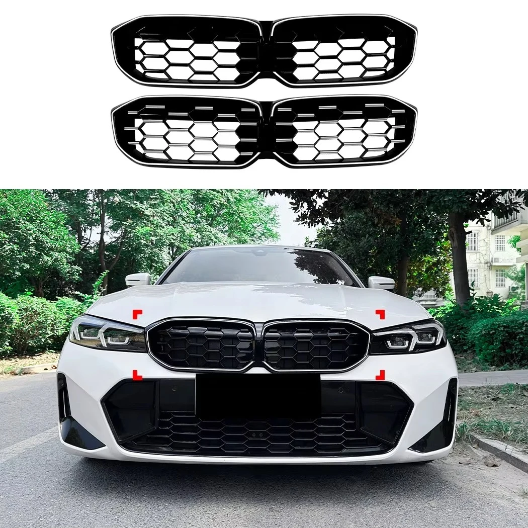 Race Dynamic Stream LED Grille For BMW G20 3 Series 2023+ Gloss Black Silver Illuminated Front Bumper Accessory Parrilla