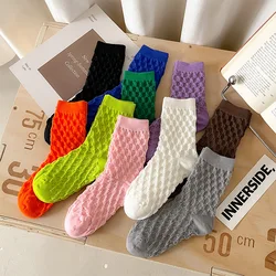 New Cotton Spring Autumn Women Soild Color Socks Colorful Ladies Girl Middle Tube Winter Warm Sock For Women