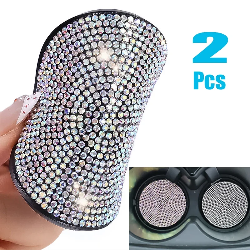 2Pcs Car Non Slip Water Cup Pad Diamond Car Coaster Water Cup Insert Coasters Pads Universal Car Cup Holder Interior Accessories