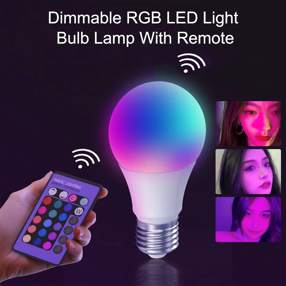 Bombilla LED RGB con Control remoto IR, lámpara cambiable de colores RGBW, E27, 10W, 15W, 20W, 220V