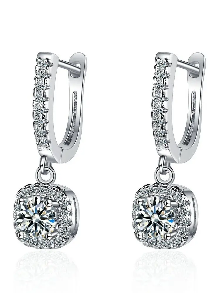 2CT Moissanite Huggie Hoop kolczyk dla kobiet stworzony w laboratorium diament 925 srebro Dainty Hoop dynda kolczyk Fine Jewelry — zdjęcie 2