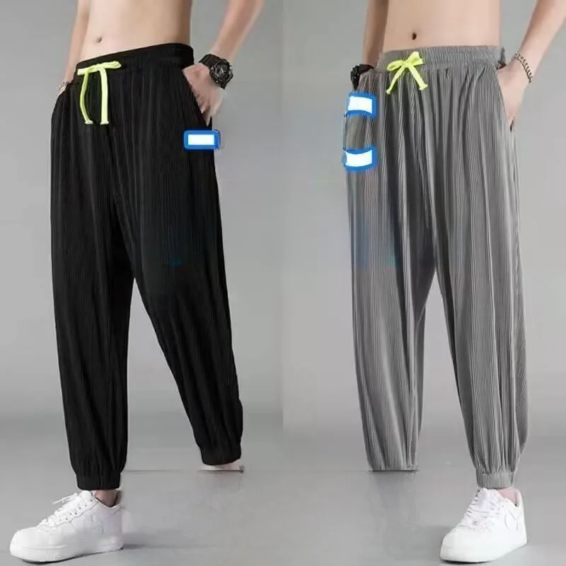 

Ice Silk Loose Work Trousers Men's Summer Lightweight Wear Resistant Casual Pants Harlan Sle Qui Dry Cargo orts