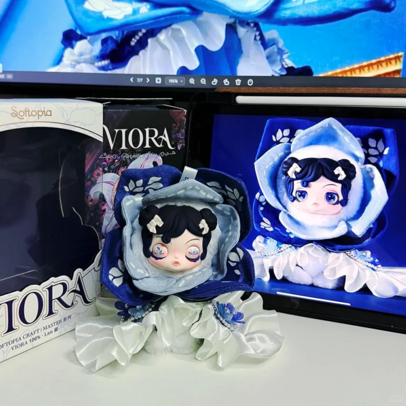 

Softopia Viora Plush Doll Keychain Cute Blue Floral Bag Hanging Pendant No Waiting Flower Season Collectible Toy Gift For Girls