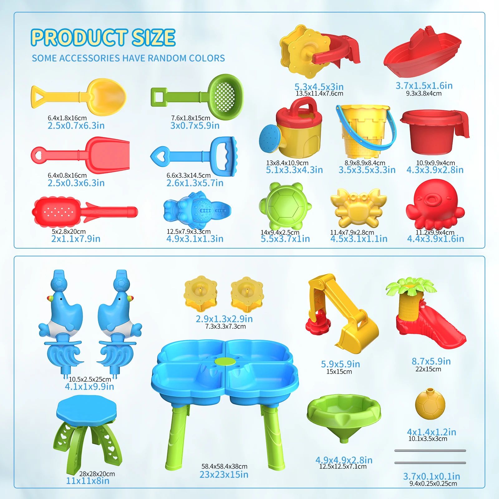 Table d'eau de sable 4 en 1, Table de bac à sable avec jouet d'eau de sable de plage, Table de jeu d'activité pour enfants, jouets d'extérieur d'été pour garçons et filles
