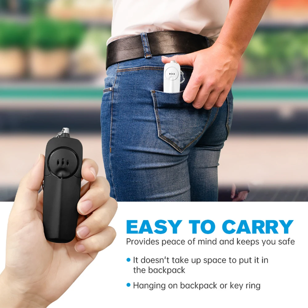 WSDCAM-Alarme de Segurança Pessoal para Mulheres e Idosos, Anti Ataque, Mini Alarme, Lanterna LED, Chaveiro Infantil, 130dB