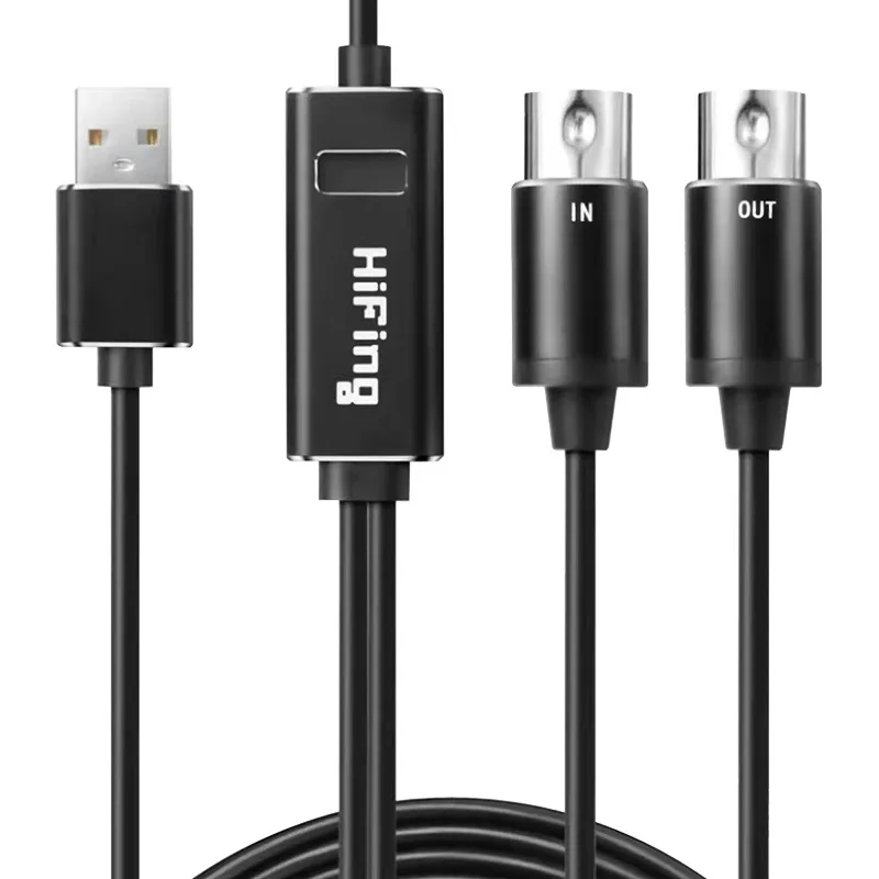5-Pin MIDI to USB-C Cable Converter, MIDI Interface Adapter for Digital Piano, Electronic Drum, Music Editing, Plug & Play