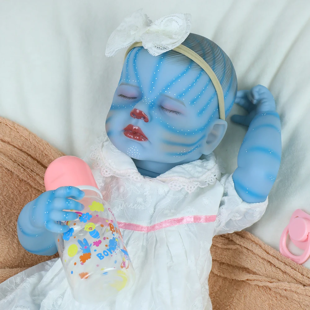 18 pollici Loulou Avatar Full Body Vinile Reborn Baby Doll Fatto a mano Realistica Pittura 3D Reale Del Bambino Del Silicone Neonato Bambino Bebe Doll