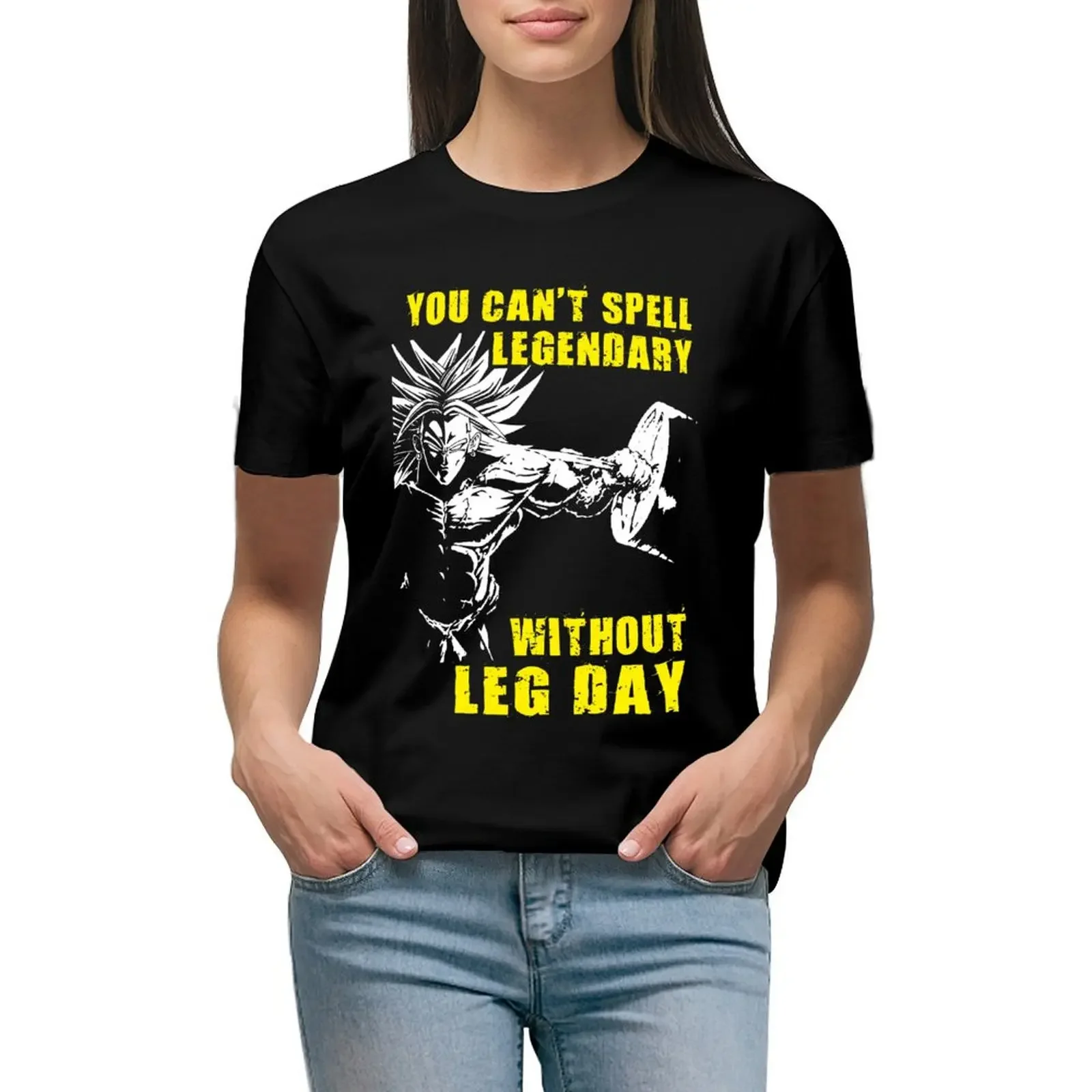 

Legendary Leg Day - Anime Gym Motivational T-Shirt plus size tops summer clothes quick-drying workout shirts for Women loose fit