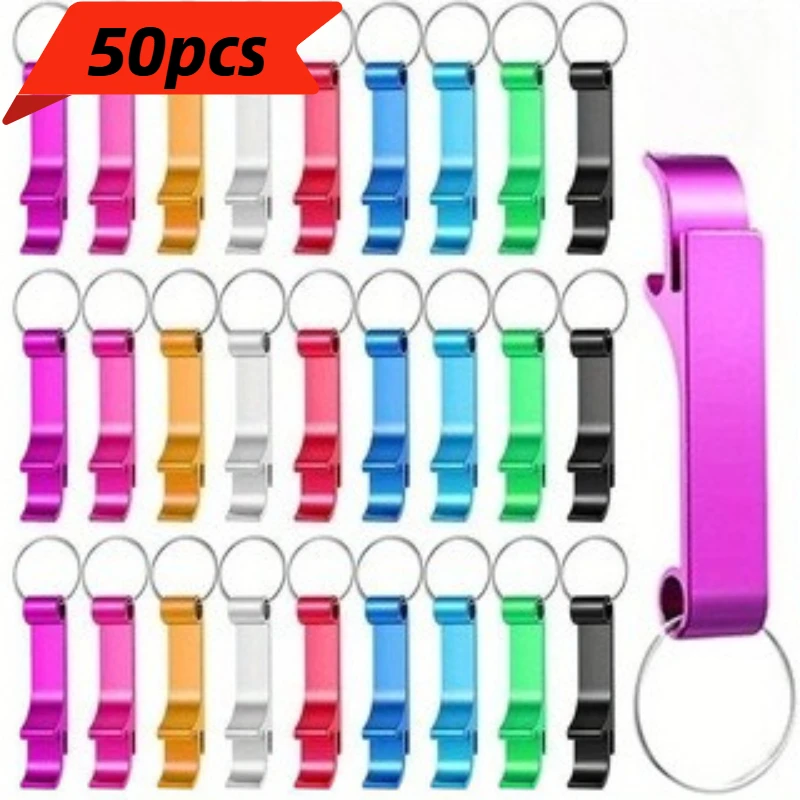 50pcs Mix Color Beer Bottle Opener Aluminum Bottle Openers Key chain Bottle Opener Beverage Bottle Opener For Men Women