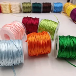 2MM Braided Macrame Silk Macrame Cord Rope Thread Wire DIY Chinese Knot Satin Bracelets Making Findings Beading 10-225Meters