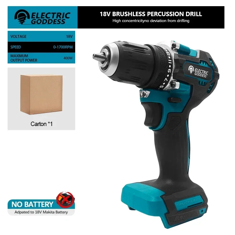 

For Milwaukee Brushless Impact Drill 18V/20V Cordless Electric Drill 20+3 Torque Impact Drill Hammer Multifunctional Power Tools