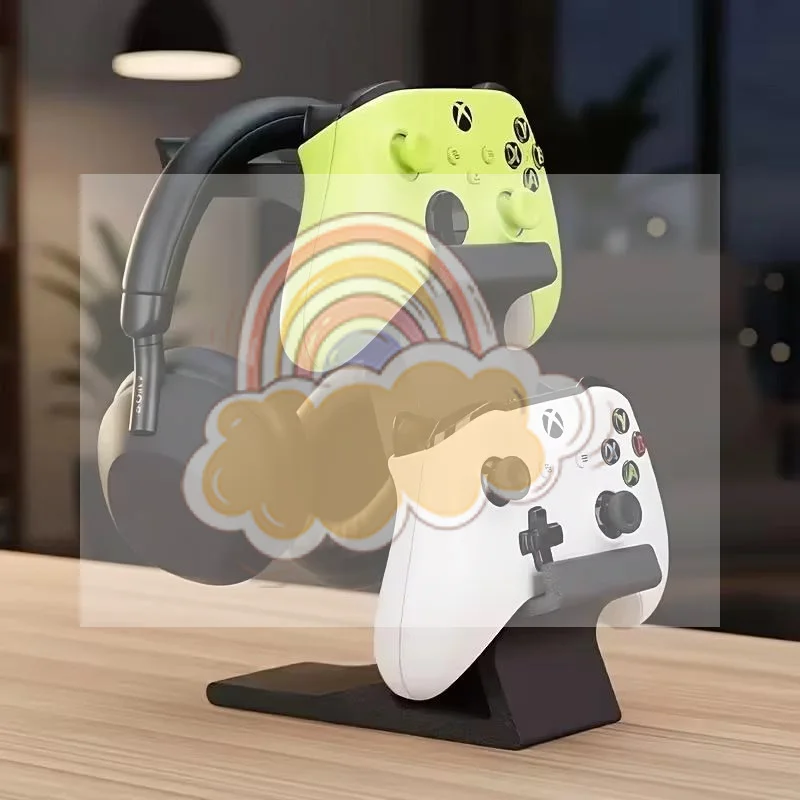 Universal Dual Game Controller And Headphone Stand Multi-Functional Storage Rack For Gaming Headsets And Joysticks