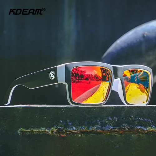 KDEAM, gafas de sol polarizadas totalmente negras, lentes polarizadas de forma cuadrada Unisex, gafas de sol de pierna ancha, gafas de sol para pescar y conducir para hombres