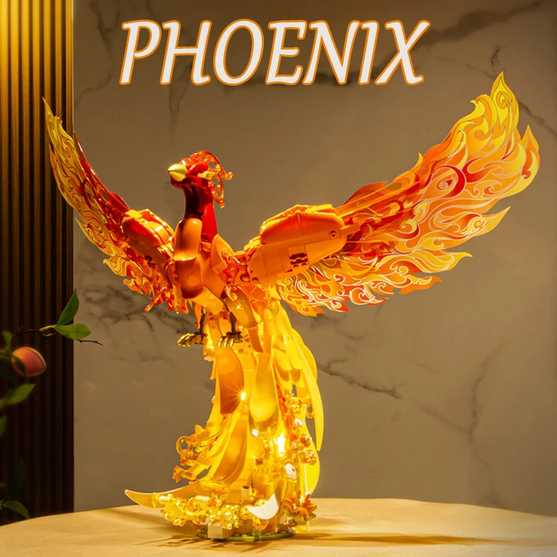 Fire Phoenix Building Blocks Creative Home Decorations Assembly Bricks Toys Fly Divine Beast Ideal Gifts For Valentine's Day
