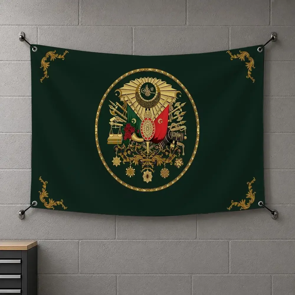 Coat Arms Ottoman Empire Sultan Flags Interior Wall Hanging Background Art Banner Bedroom Home Living Room Outdoor Party Decor