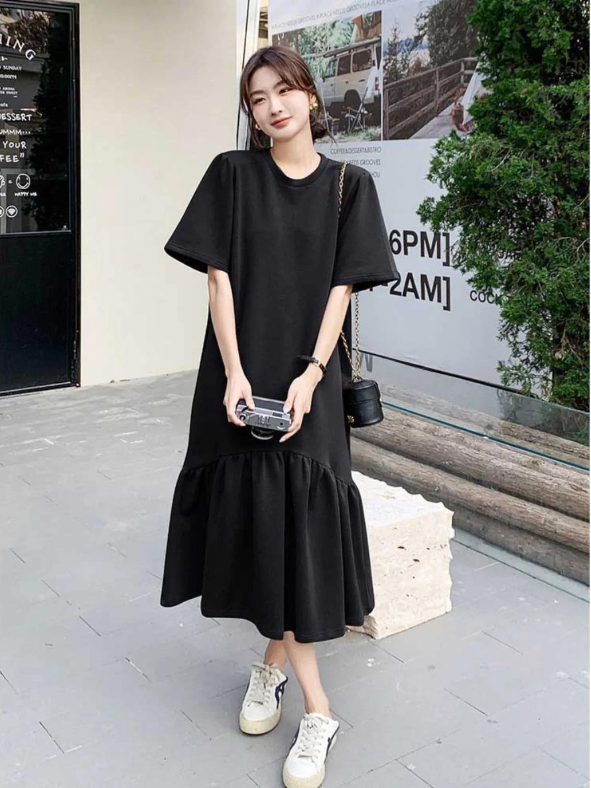 Plus Größe 300er Pou Chic Retro Spliced Fi Tail Dr Plump Mm Abnehmen Lang Dr Sommer Koreanische Sle Pendeln Dr