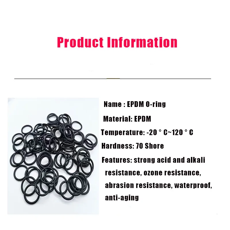 Black EPDM sealed O-ring CS2.4/2.5mm, high and low temperature resistant, ozone resistant high-quality O-ringOD:6-170mm
