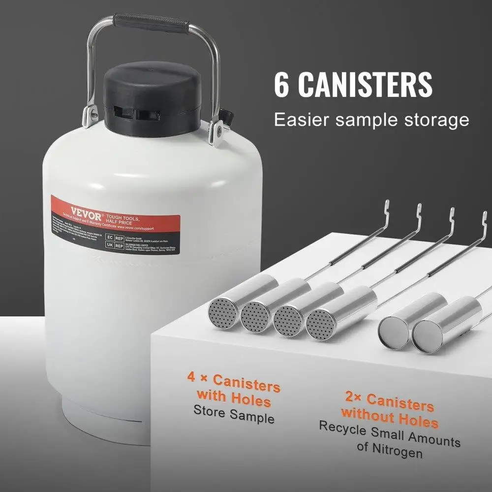 6L Aluminum Alloy Liquid Nitrogen Tank with 6 Canisters