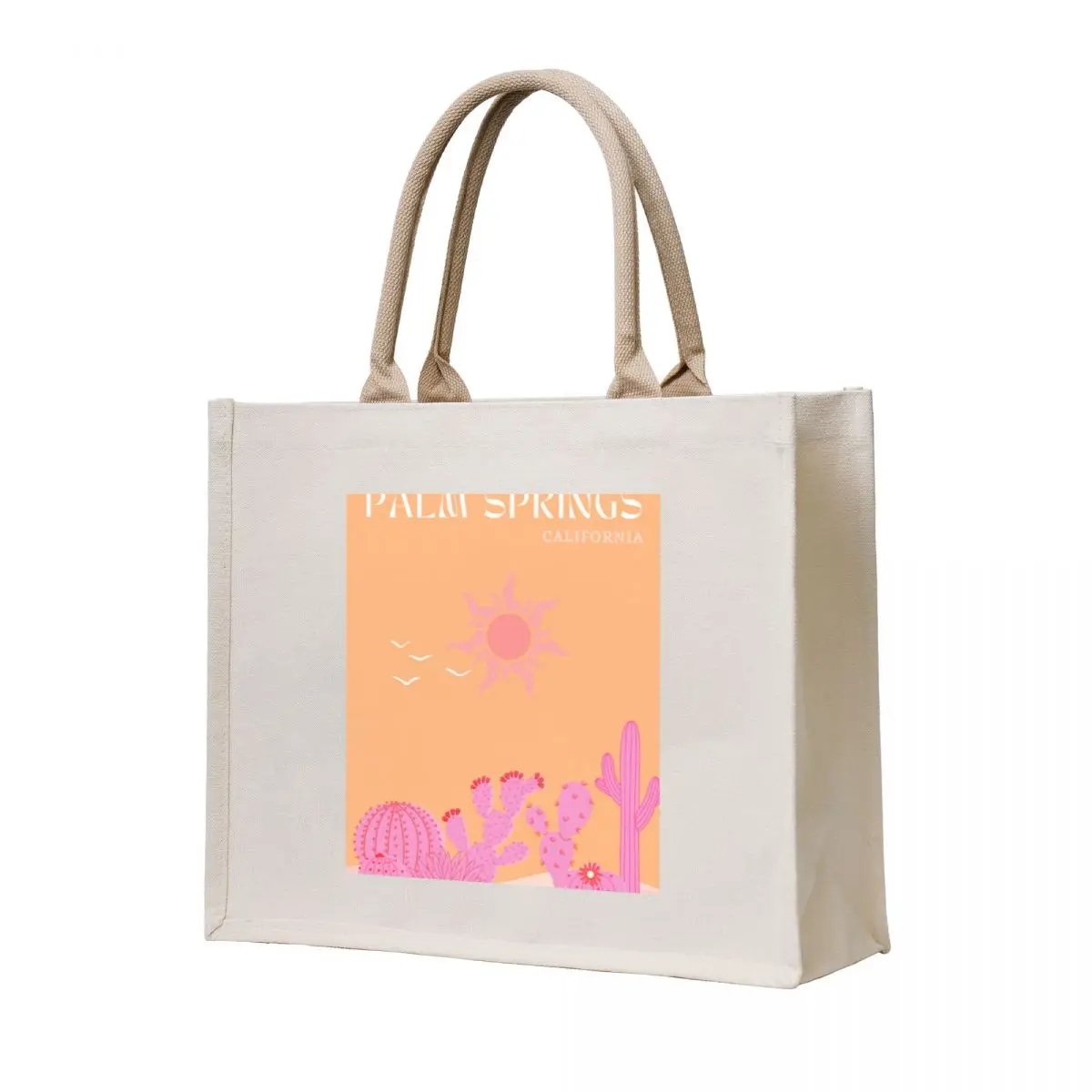 

Palm Springs Desert California Cute Pink and Orange Tote Bag university shopper bag Custom bag for beach