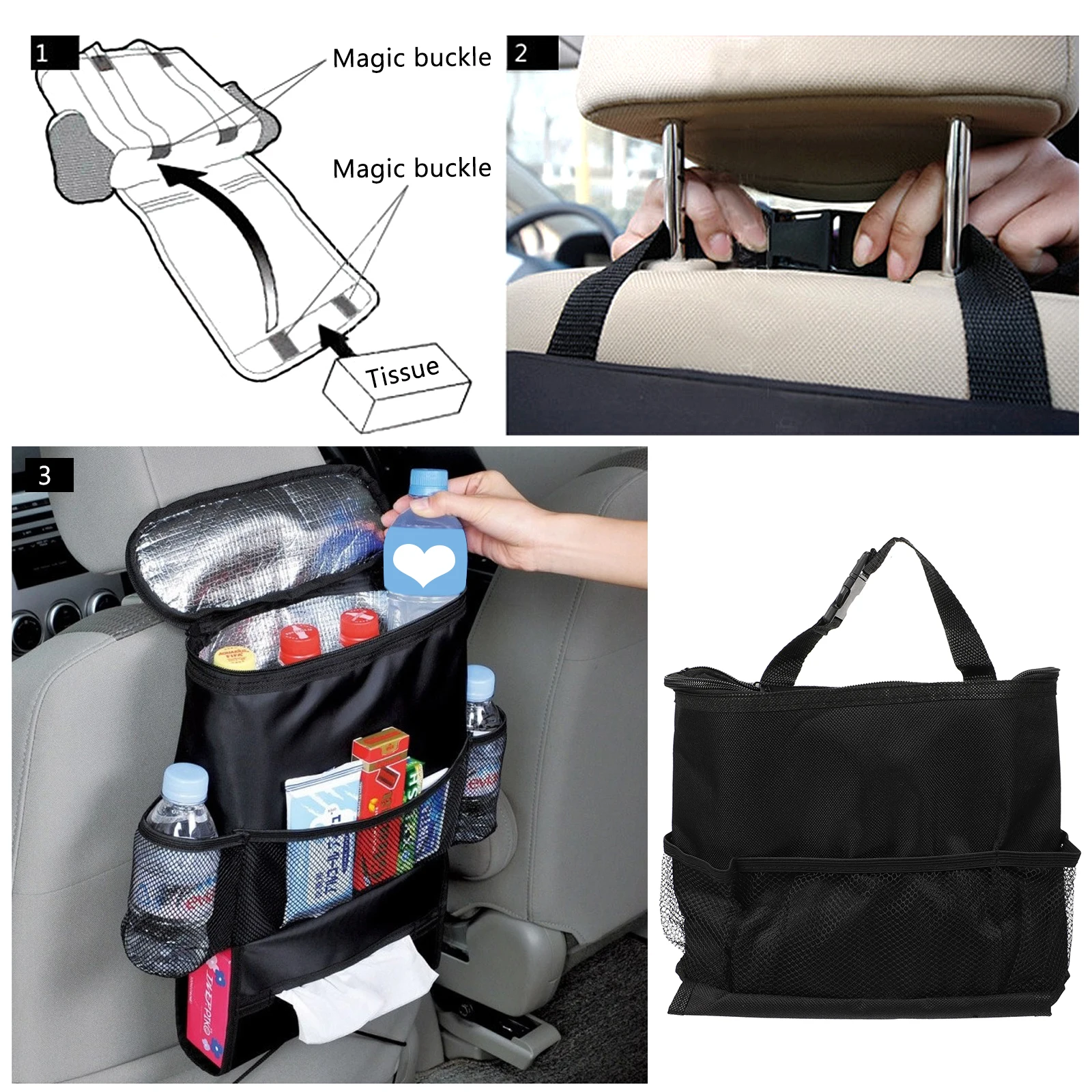 

2 pcs Car Insulation Bags Leakproof Cooler Storage Backpacks Collapsible Travel Tote Oxford Cloth Aluminum Foil Cushion Airtight