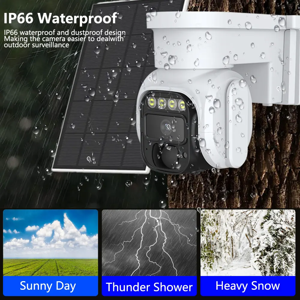 5MP Ultra HD 4G Solar Batteries Camera ICam365 IP Camera Humanoid Detection APP Alarm Push Color Night Vision Solar PTZ Camera