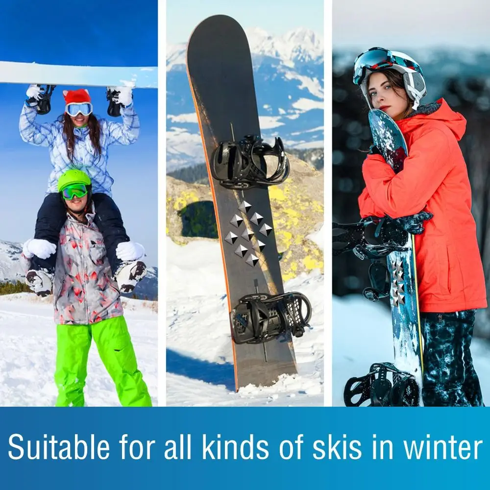 

10 шт. противоскользящих накладок для сноуборда из цинкового сплава, портативные, обеспечивают дополнительное сцепление, с пирамидальными шипами