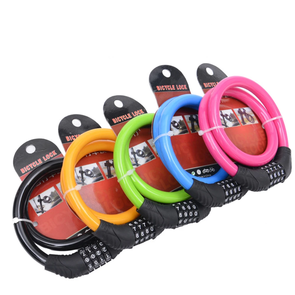 

4 Steel Cable Lock Cycling Heavy Duty Cable Combination Password Bike Cable Lock Cable Coded Chain Lock Pink