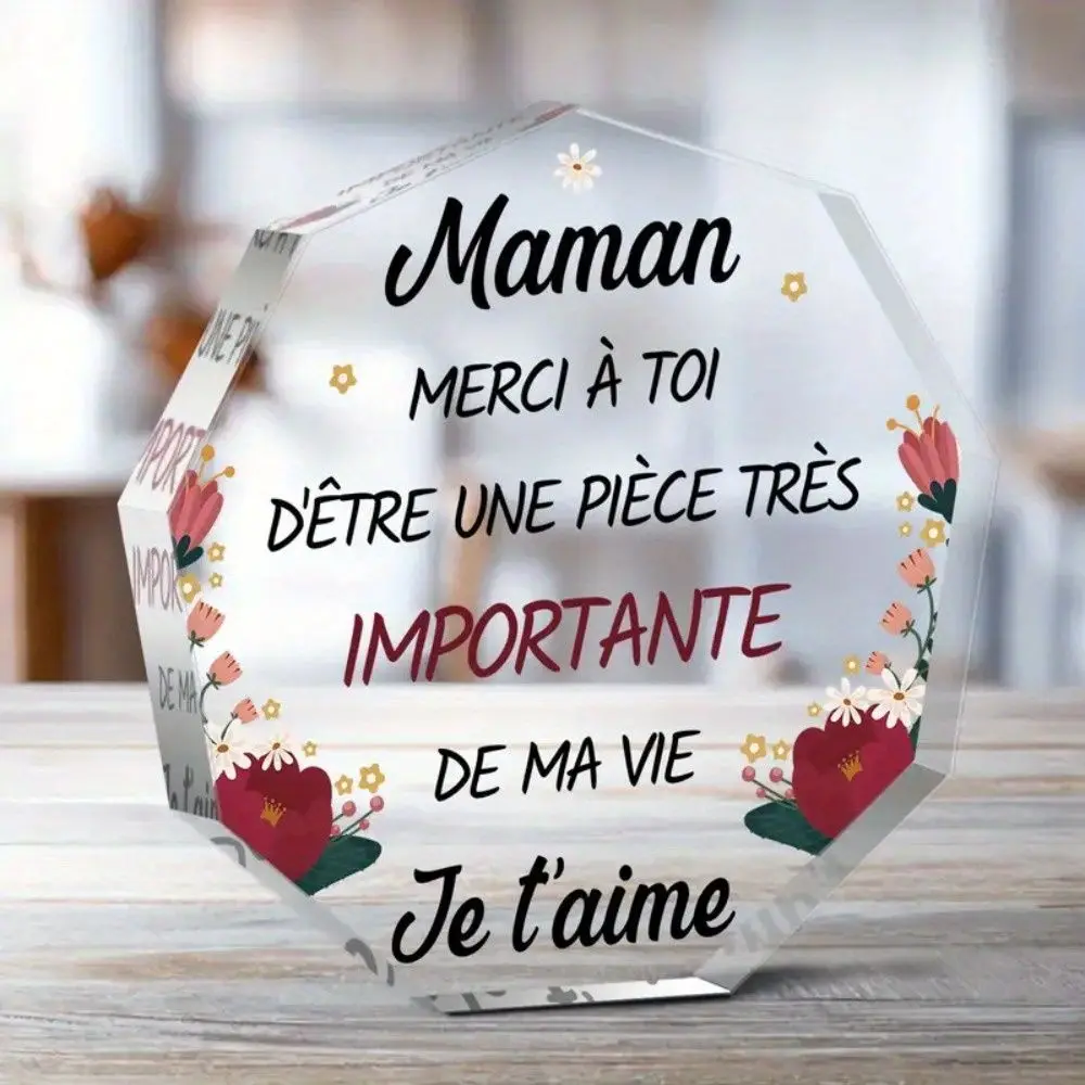 1PC Acrylic Mother Thank-You Plaque Heartfelt Engraved Gift Mother's Day, Birthday & Anniversary Decor