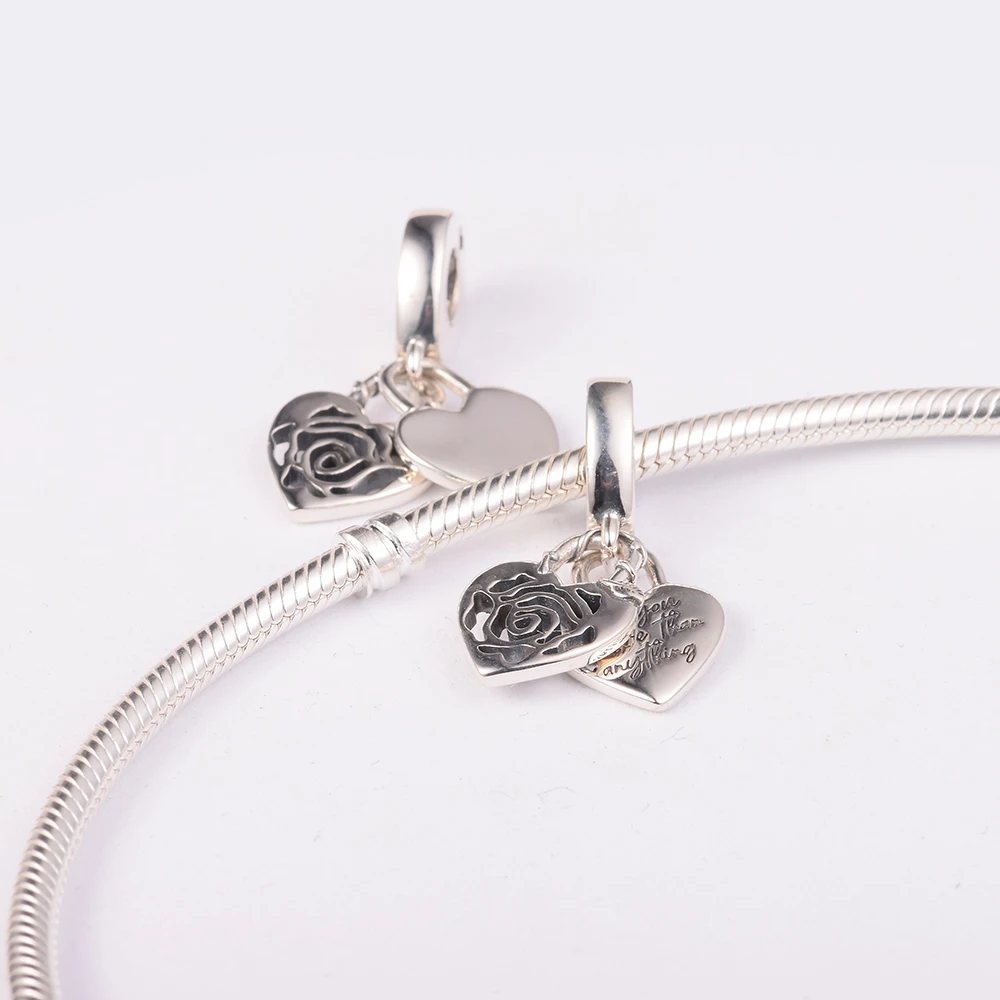 Livraison Gratuite Valentine's Day Charm S925 Sterling Dangle Chain Bracelets Girl Friends 100% Real Silver Pendant Beads